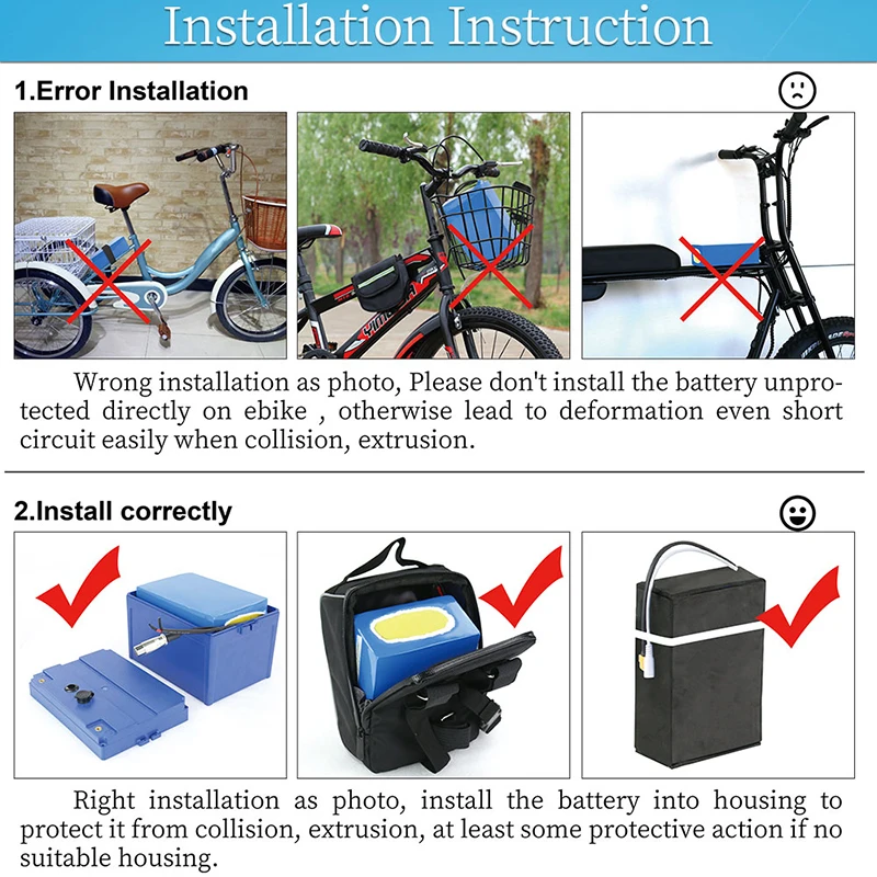 

PVC Ebike Battery 48V 36V 52V 60V 20AH Waterproof Battery Pack with 30A 40A 50A BMS for Bafang Motor Kit 500W 1000W 1500W 1800W