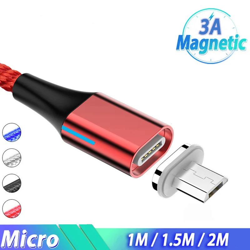 Магнитный кабель Micro Usb 3A зарядный для быстрой зарядки Xiaomi Redmi 7A 7 6 6A|Кабели