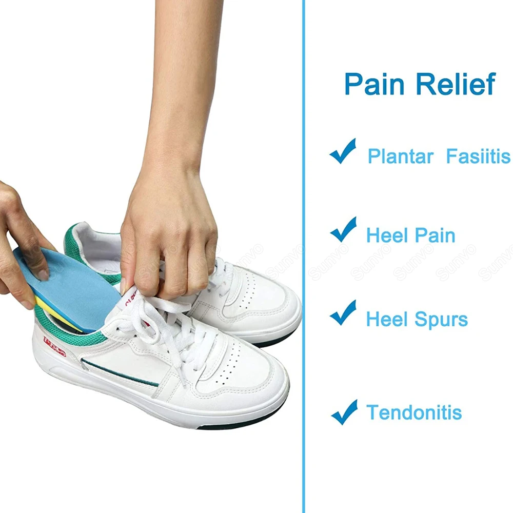 Sunvo Silicone Pads for Women Men Heel Cups Pads for Spur And Fascitis Plantar Pain Relief Gel Half Insoles for Shoes Inserts