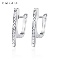maikale creative letter shape cubic zirconia stud earring gold silver color geometric earrings for women jewelry fashion gifts