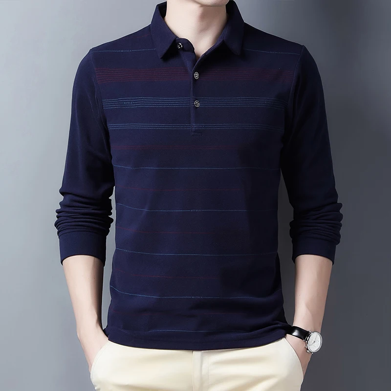 

New Spring Autumn Casual Striped Polo Shirts Men Long sleeve Slim Fit Tee shirt Homme Men Clothes T978