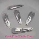 100 шт. 5,0 см Серебристая простая металлическая заколка с двумя отверстиями для DIY бантов для волос, Шпилька для волос, детская заколка для волос не содержит свинец и никель