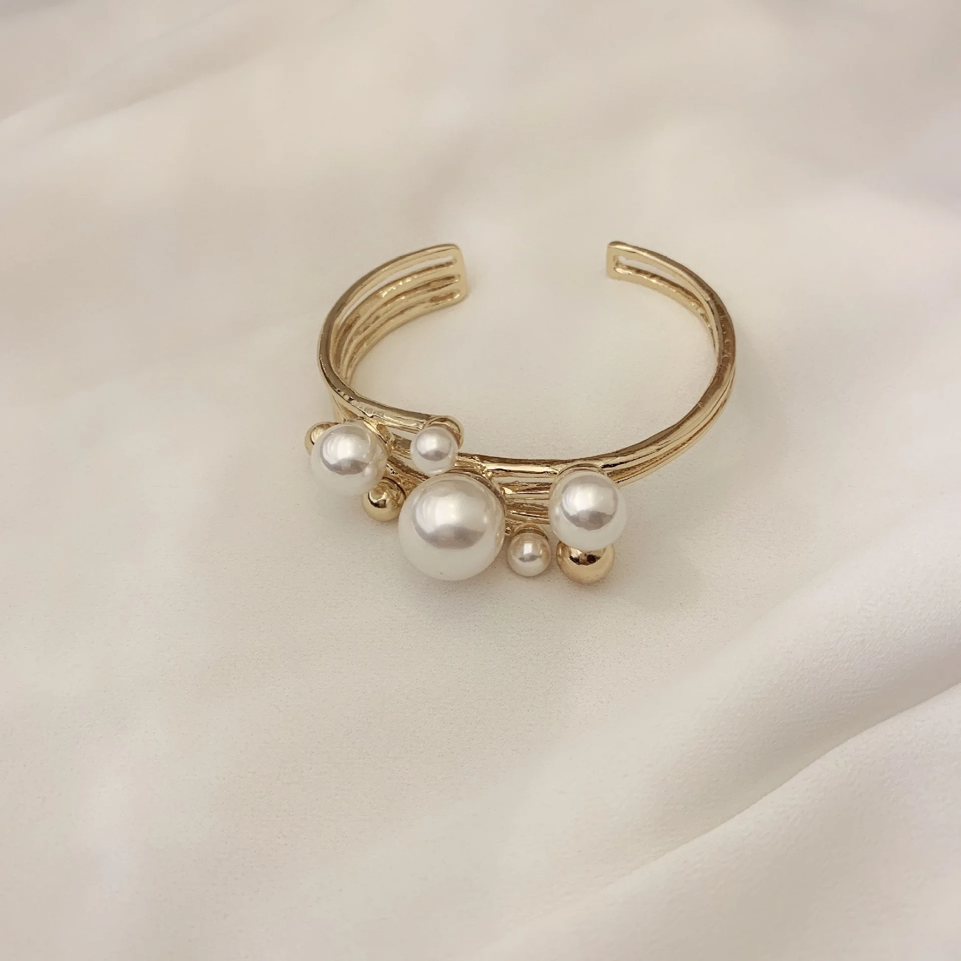 Кольцо KMVEXO женское регулируемое 2020 Искусственный Жемчужный шар | Украшения и