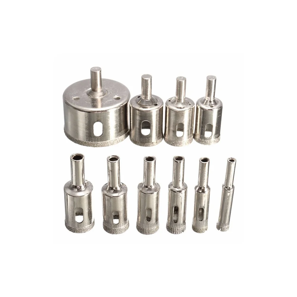 

10pcs/set Diamond Coated Hss Drill Bit Set Tile Marble Glass Ceramic Hole Saw Drilling Bits For Power Tools 3mm-50mm