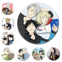 58mm anime yuri on ice yuri victor brooch cosplay badge backpacks button clothes female women party gift