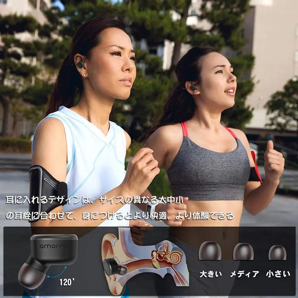 Мини Bluetooth наушники Amorno Спортивные Беспроводные водонепроницаемые TWS с