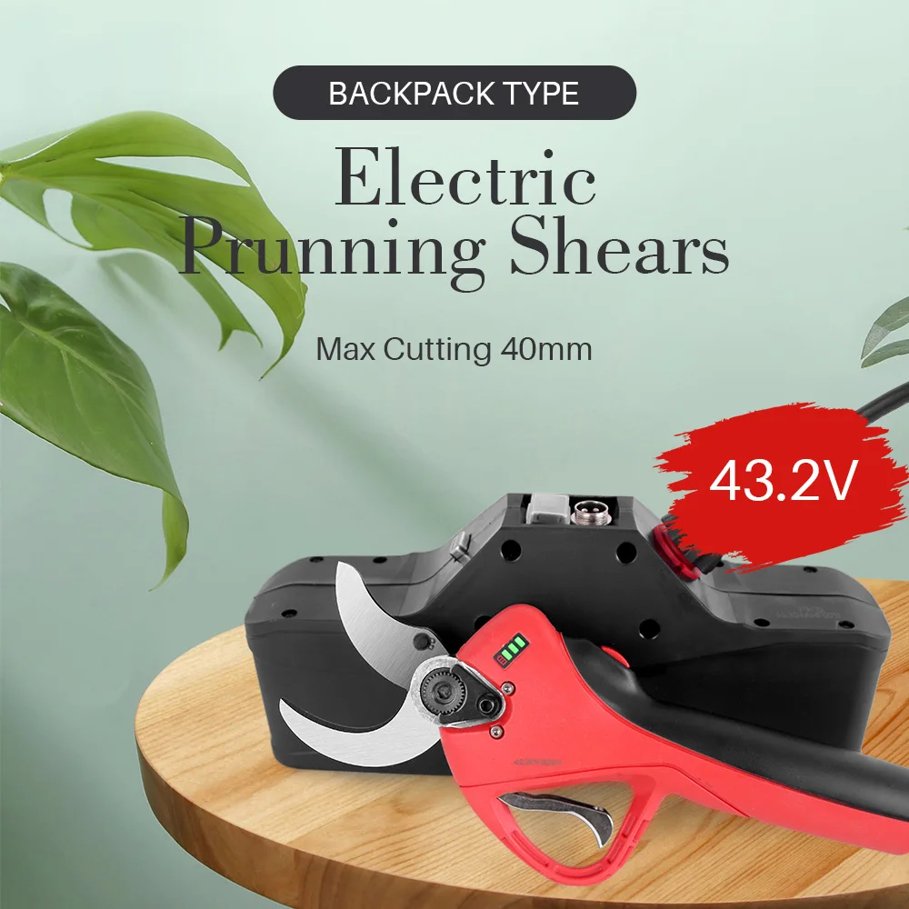 

2021 40mm Backpack Pruner Lithium-ion Pruning Shear 43.2V Efficient Electric scissors Bonsai Tree Branches garden tools electric