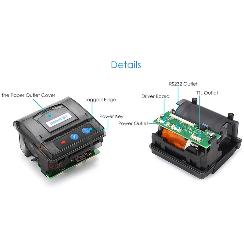 Goojprt Qr203 58 мм микро мини встроенный термальный принтер Rs232 + Ttl панель совместима
