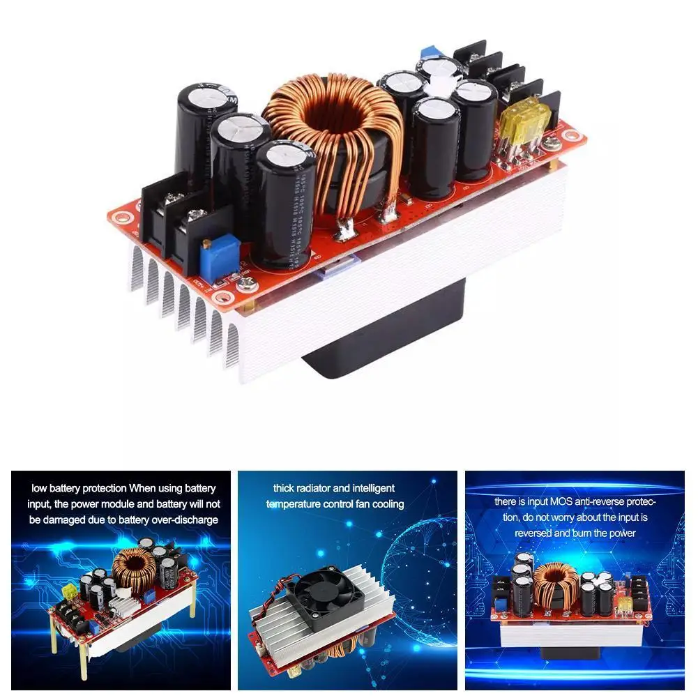 

1500W 30A DC-DC Boost Converter Step-up Boost Module DC12-90V With To Fan DC10-60V Cooling Y4X8