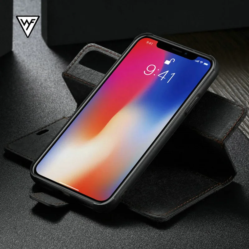 Роскошный флип-кейс WHATIF для IPhone 11 Pro Max 6S 7 8 Plus из крафт-кожи с отделением для карт и подставкой для IPhone X XS Max XR