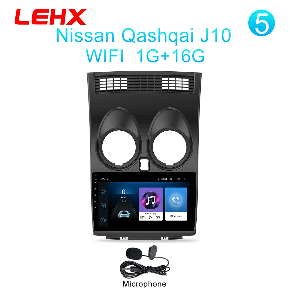 Qashqai-901-MIC LEHX 2 Din Android 8,1 Автомагнитола центральный мультимидиальный плеер навигация gps для Nissan Qashqai 1 J10 2006-2013 2G+ 32G Автомагнитола - Цвет: Qashqai-901-MIC
