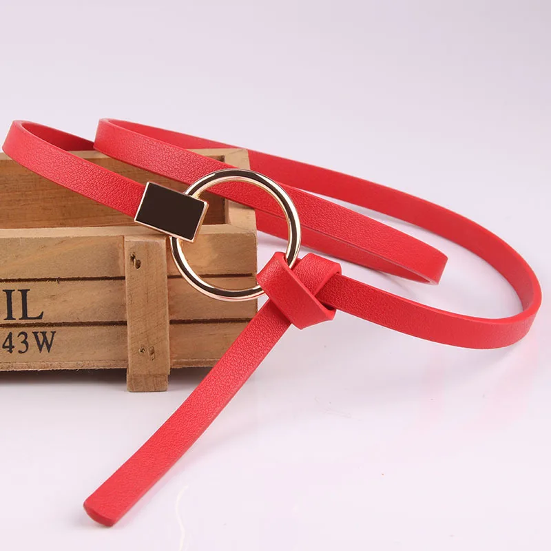 

2021 NEW Women Faux Leather Belts Candy Color Thin Skinny Waistband Adjustable Belt Women Dress Strap Cinturon Mujer Belt