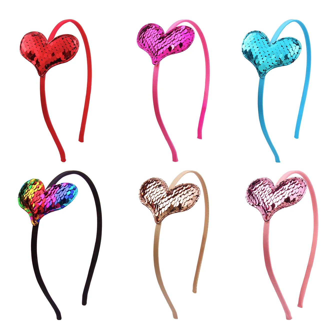 

2021 Hot sale sequin bow Love Kids Reversible Sequin Ears Hairband Boutique Children Hard Headband Girls Hair Accessories