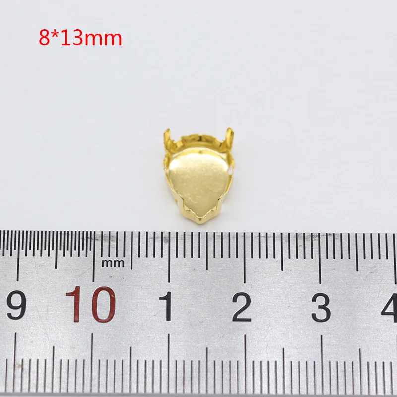 8x13mm pear 30p All shape&size Empty Base Setting Gold plated Blank Claw For Holder jewels stones Stitch On Sew On Crystal Glass Rhinestones - Цвет: 8x13mm pear