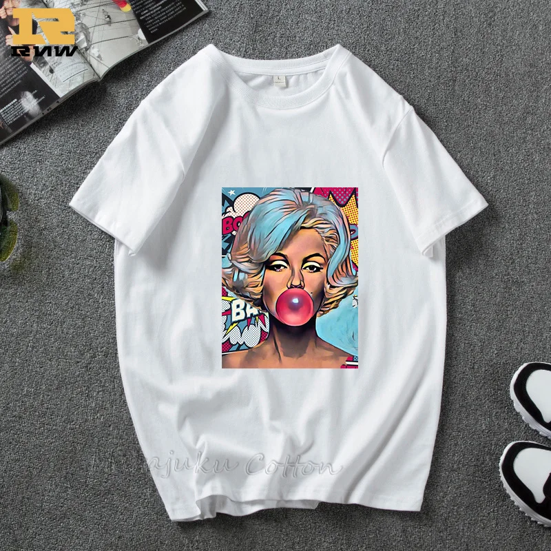 Мужская Радужная футболка Marilyn Monroe с рисунком жевательной резинки Женская