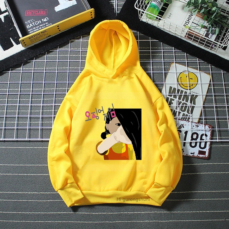 

Hot Sale Children'S Hoodie игра в кальмара Fashion Korean Tv Show Graphic Print Boys Hoodies Harajuku Boy Yellow Sweatshirt Tops