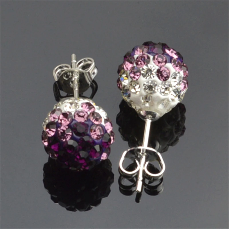 Женские серьги гвоздики черные постепенное изменение цвета серебряные 10 мм шар