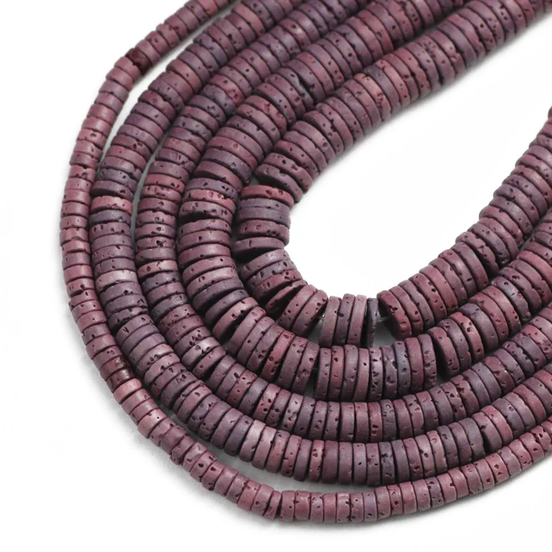 

Фиолетовый Природный камень из вулканической лавы бусины плоские круглые монеты Распорки свободные бусины для изготовления ювелирных изд...