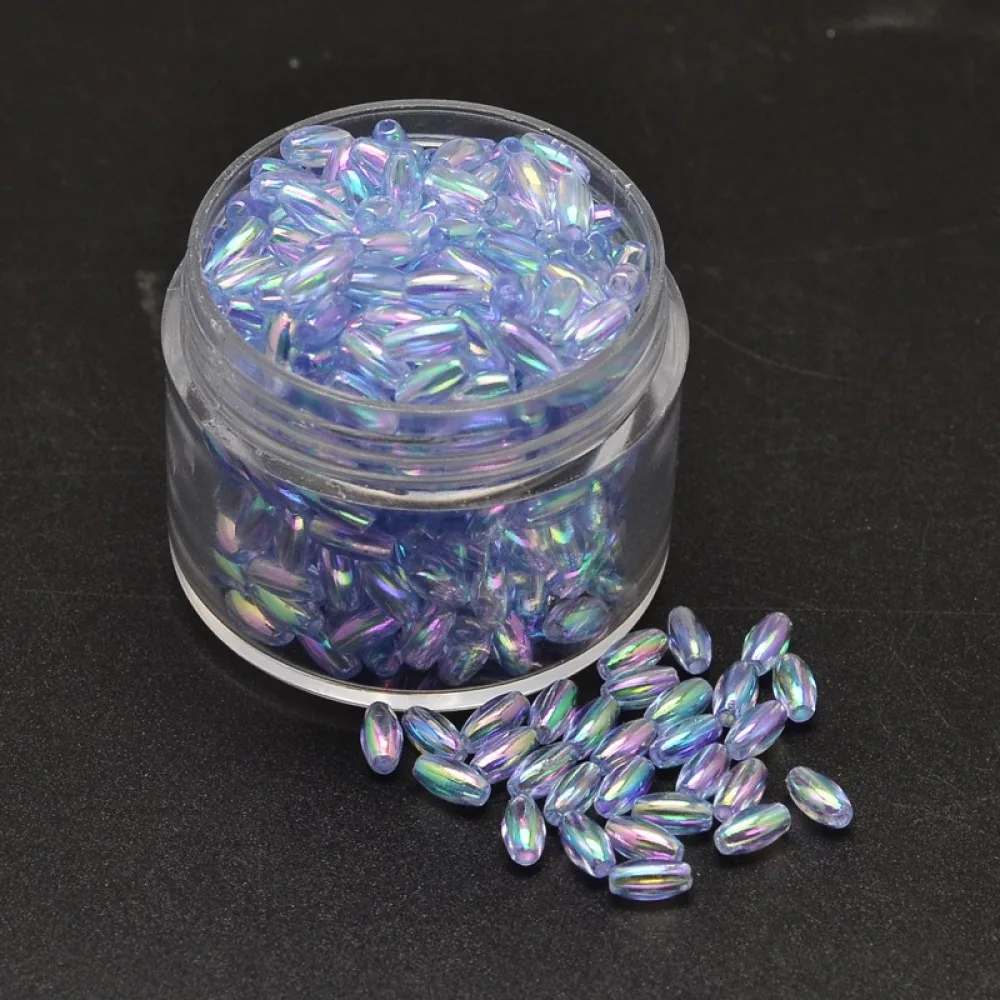 

200pcs Electroplated Environmental Transparent Acrylic Beads Rice Shape AB Color Plated For DIY jewelry making Decor Accessories