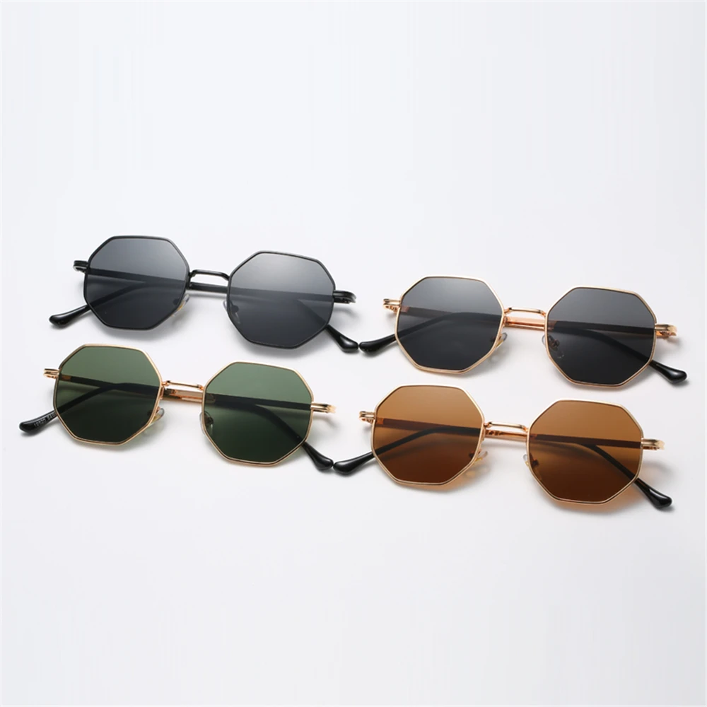 

New Retro Polygon Sunglasses Men Women Octagon Sun Glasses Ladies Fashion Shade Brand Designer Metal Frame Eyewear Gafas De Sol