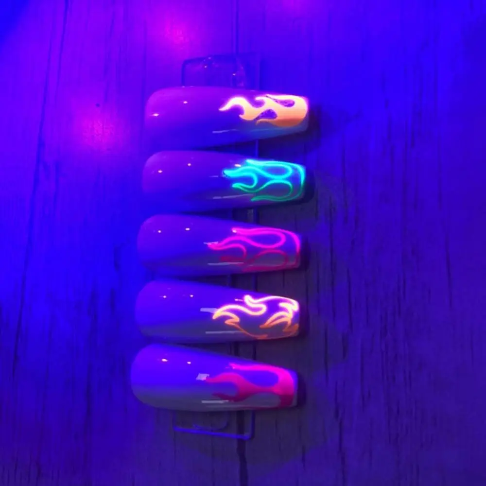 Флуоресцентная наклейка для ногтей в виде пламени змеиная кожа Водные капли