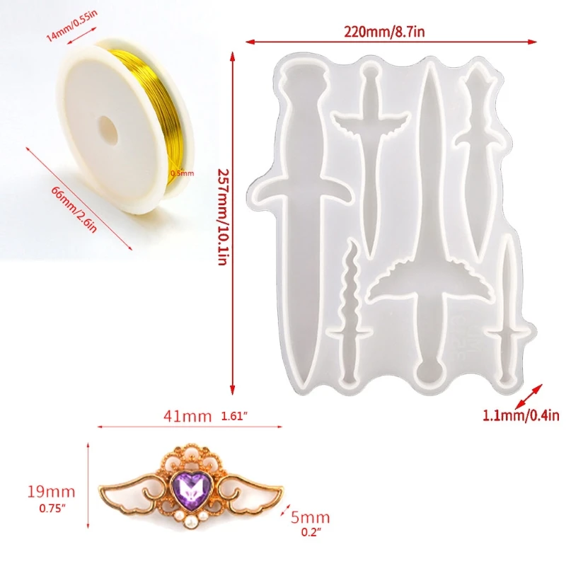 

Sword Epoxy Resin Mold Keychain Pendant Silicone Mould DIY Crafts Jewelry Decorations Ornaments Casting Tools