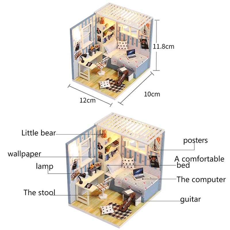 DIY Миниатюрный Кукольный домик деревянная ручная головоломка дом 3D мебель