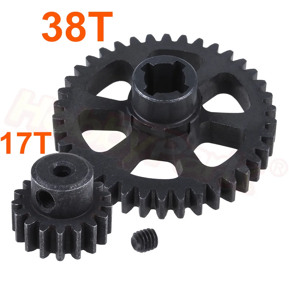 2 шт. металлическая Шестерня WLtoys A959 Steel Diff шестерня 38T и мотор 17T для 1/18