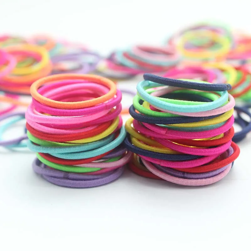 

100PCS Cute Colorful Nylon Small Elastic Hair Rubber Bands Accessories For Girls Kids Children Scrunchie Hair Rope Ring Headwear