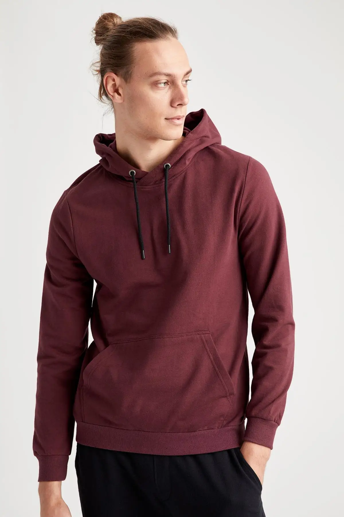 Defacto осенне зимние мужские трикотажные Slim Fit толстовка с капюшоном спортивный