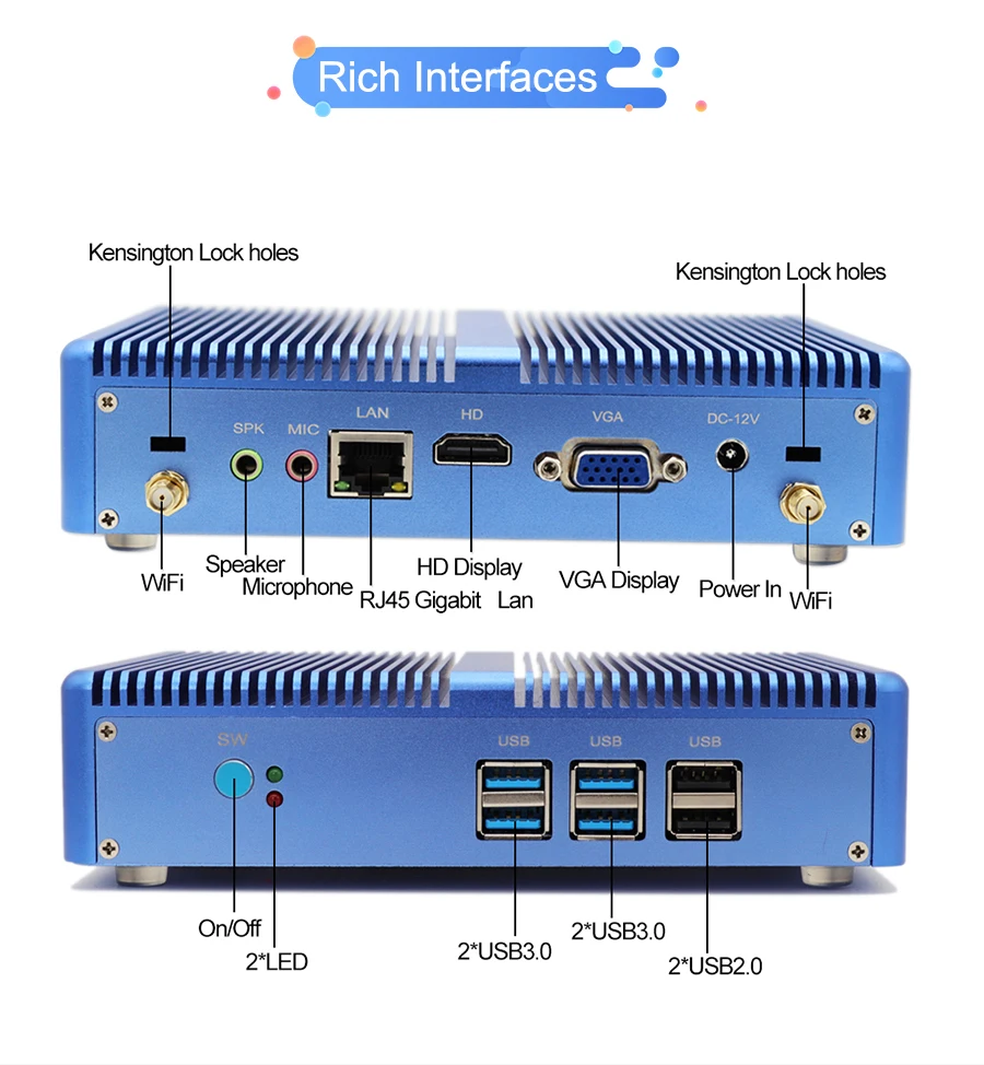 

High Quality Fanless Mini Computer PC Core I5 7267U I3 7167U Micro TV Case With 4USB3.0 4K HD VGA Windows 10 Linux WIFI