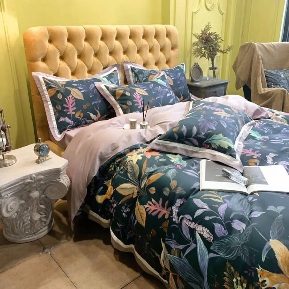 Svetanya набор постельного белья из египетского хлопка листья цветочный принт