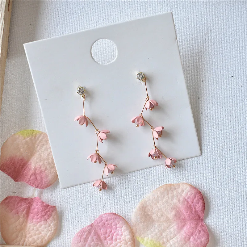 

Bohemian Lange Kwastje Roze Bloemen Strass Oorbellen Mooie Sieraden Dangle Oorbellen Voor Vrouwen