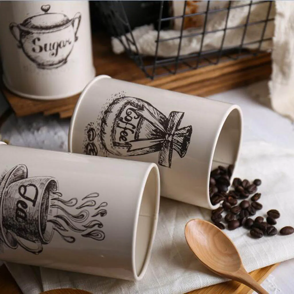 Банки для чая кофе сахара 3 шт. 1 л кухонные сосуды хранения | Дом и сад