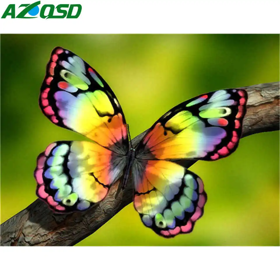 

AZQSD Painting By Numbers Butterfly Hand Paint Kit Canvas Color By Number Animal Diy Oil Painting Wall Art Home Decor Gift