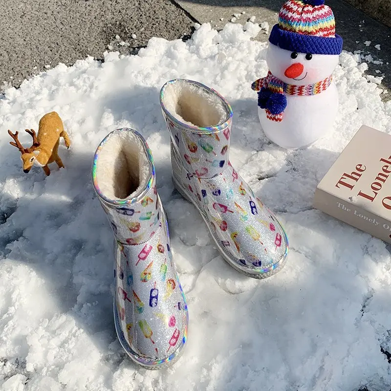 

European high quality winter new waterproof women's snow boots real leather, natural wool short tube women's shoes