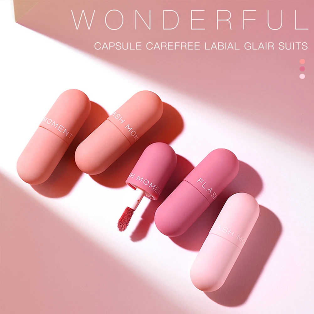 

3PCS Mini Capsule Shaped Lip Gloss Waterproof Natural Moisturizing Easy To Wear Long Lasting Hydrating Makeup Lip Gloss Shipping