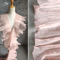 18cm single layer pleats wave lace trim old pink ruffle folds diy applique collar decor skirt wedding dress designer accessory