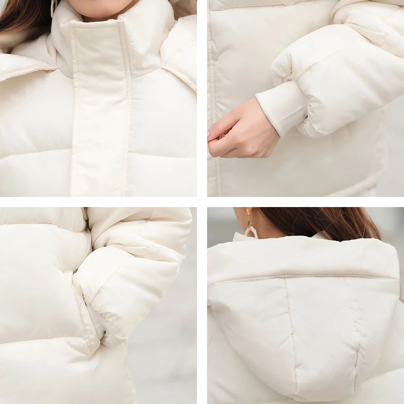 

Korean Style Solid Bubble Jacket Women 2020 Winter Thick Parkas Stand Collar Hooded Loose Plus Size Warm Outwear Coats Feminina