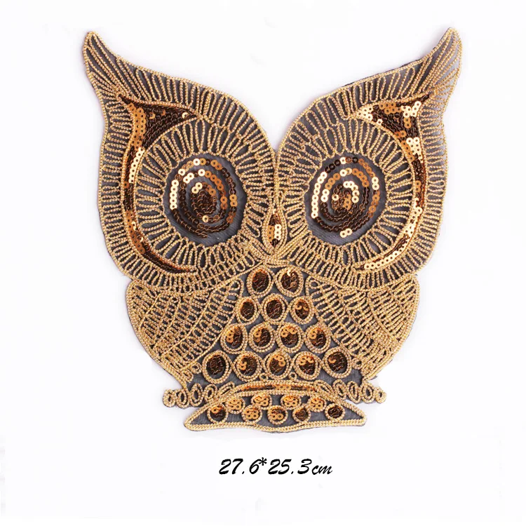 

large embroidery big owl animal cartoon patches for bag badges applique clothing DE-462