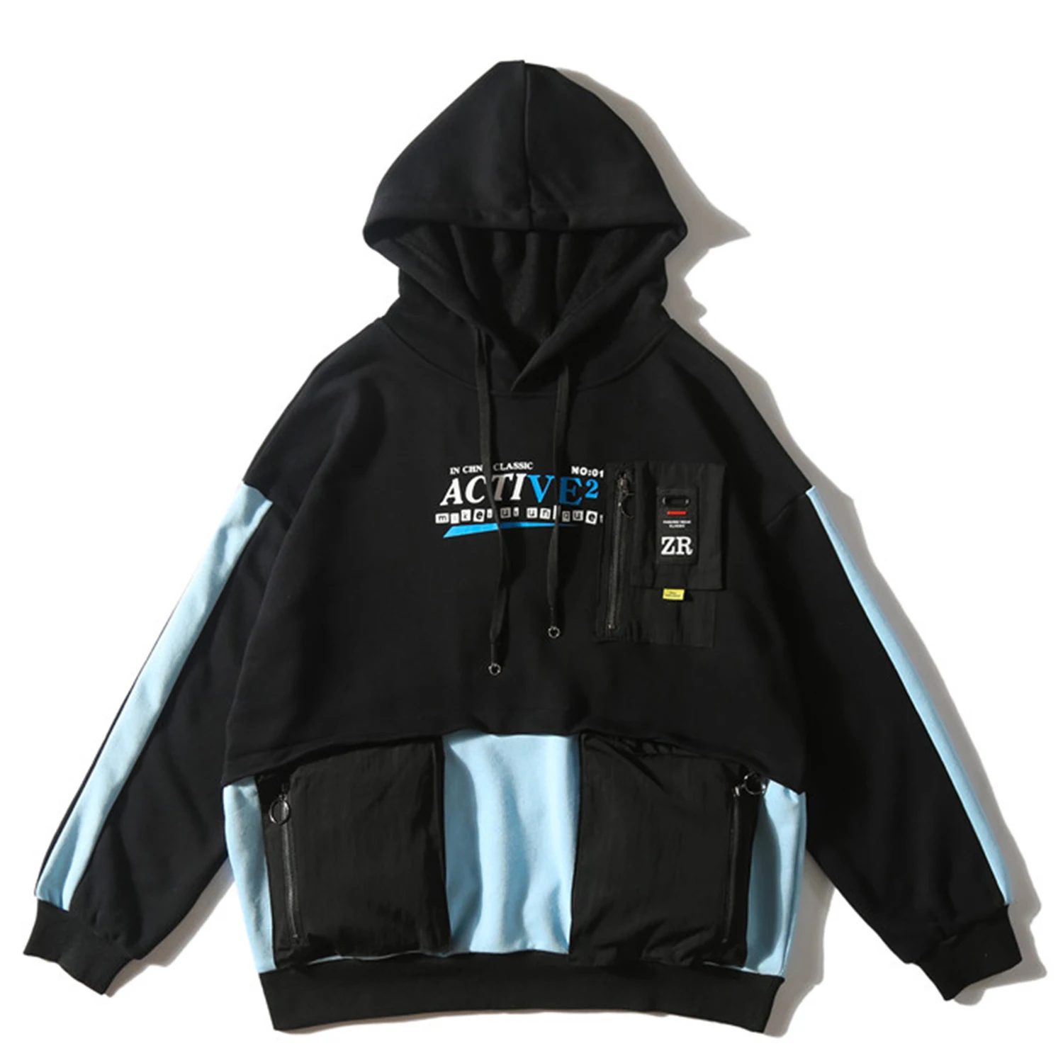 Мужская хлопковая толстовка с капюшоном и карманами в стиле хип хоп|Мужские