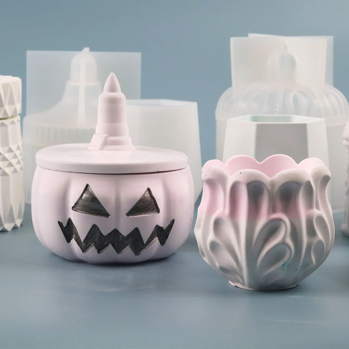 Шестигранная силиконовая форма для хранения бетонных растений круглый