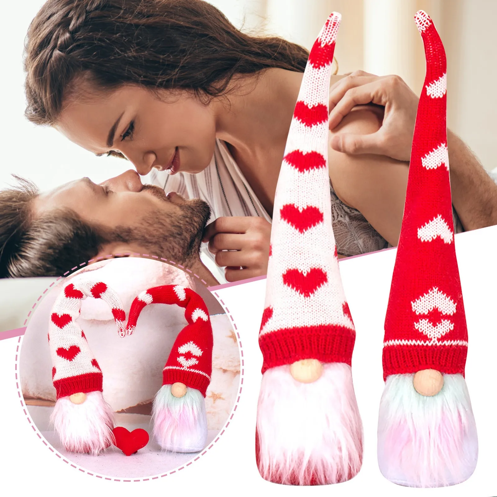 

Valentine's Day Gnomes Plush Ornaments Couple Scandinavian Doll Stuffed Dwarf Elfs Ornaments Cute Gnome Interior Home Decoration