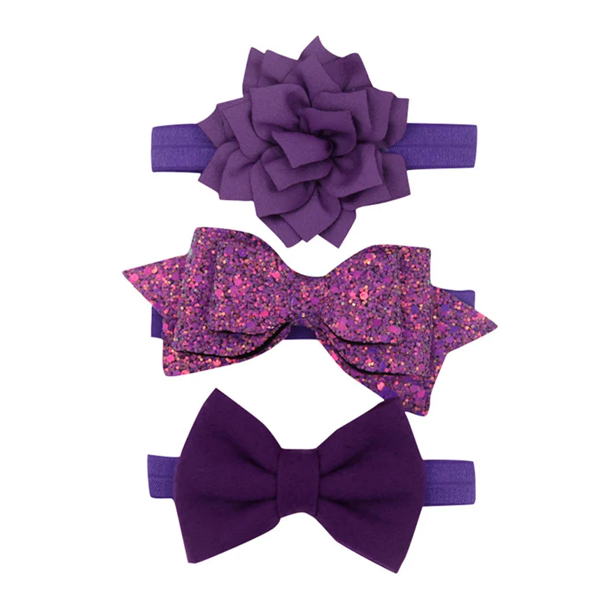 Baby Girl Headband For Newborn Babies 3Pcs Kids Elastic Print Floral Sweet Hair Girls baby Bowknot Hairband Set | Детская одежда и