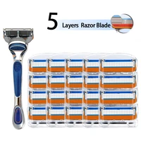 manual shaving razor blades 5 layers stainless steel replacement heads fit gillette fusion 5 straight shaving cassettes for men