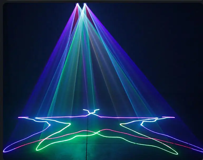 

Hot sales 2 Lens Red Green Blue RGB Beam Laser Light DMX 512 Professional DJ Party Show Club Holiday Home Bar Stage Lighting