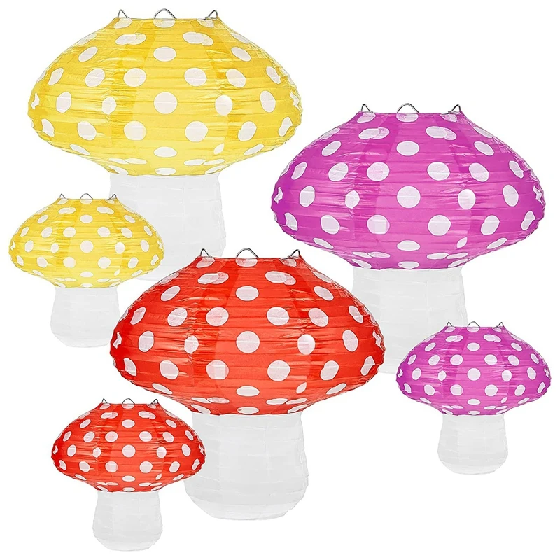 

Mushroom Paper Lantern 3D Mushroom Ornament Wonderland Theme Party Forest Jungle Fairy Tale Decoration For Birthday