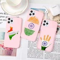 indian national flag phone case candy color for iphone 6 7 8 11 12 s mini pro x xs xr max plus