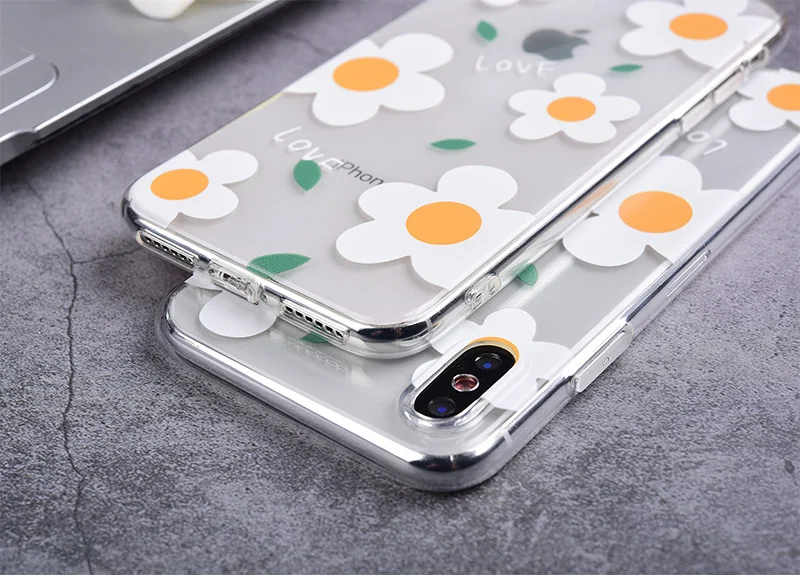 Прозрачный милый белый цветочный чехол для телефона Apple iPhone X XR XS Max 8 7 6 s Plus 7plus 8plus 10