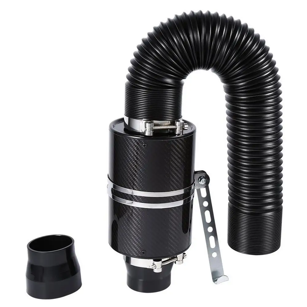 

6Pcs Universal Car 7cm Diameter Carbon Fiber Cold Air Filter Feed Enclosed Intake Induction Pipe Hose Kit Ram Filter Box